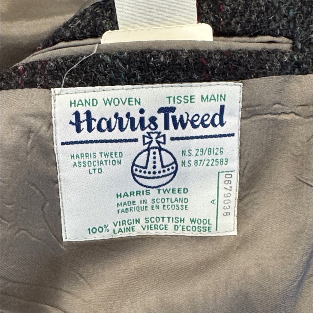 Harris Tweed mens 42L gray stripe 100% wool 2-button vintage blazer EUC - Picture 7 of 11